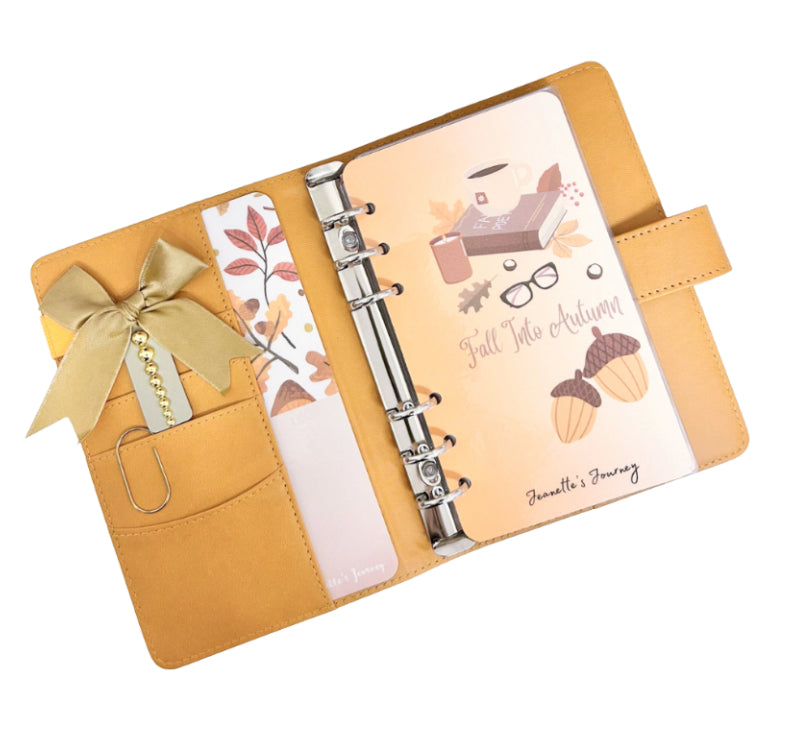 Fall Dark Yellow Autumn Binder With Dashboard & Decor/ A6
