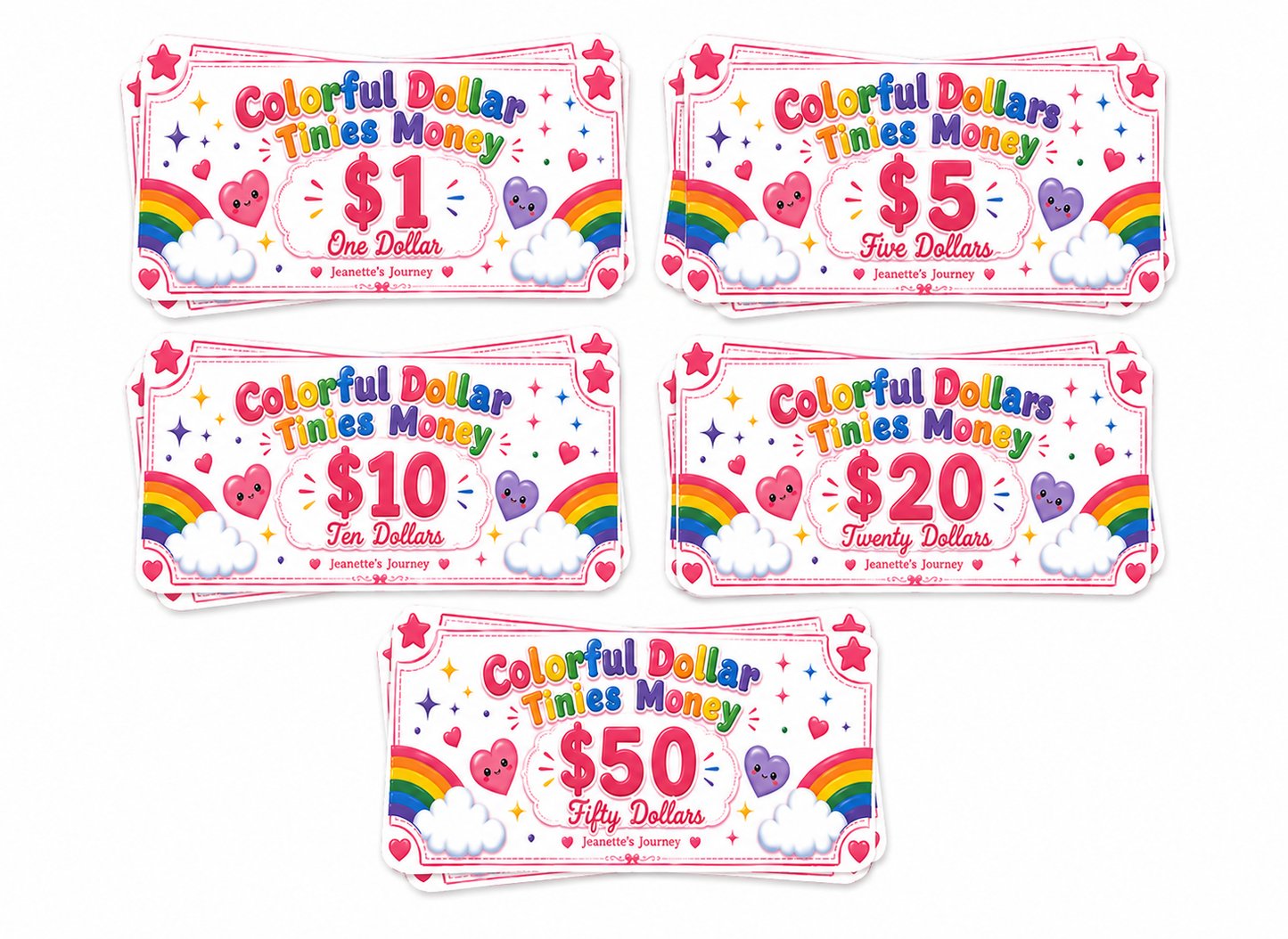 Colorful Dollar Tinies Prop Money