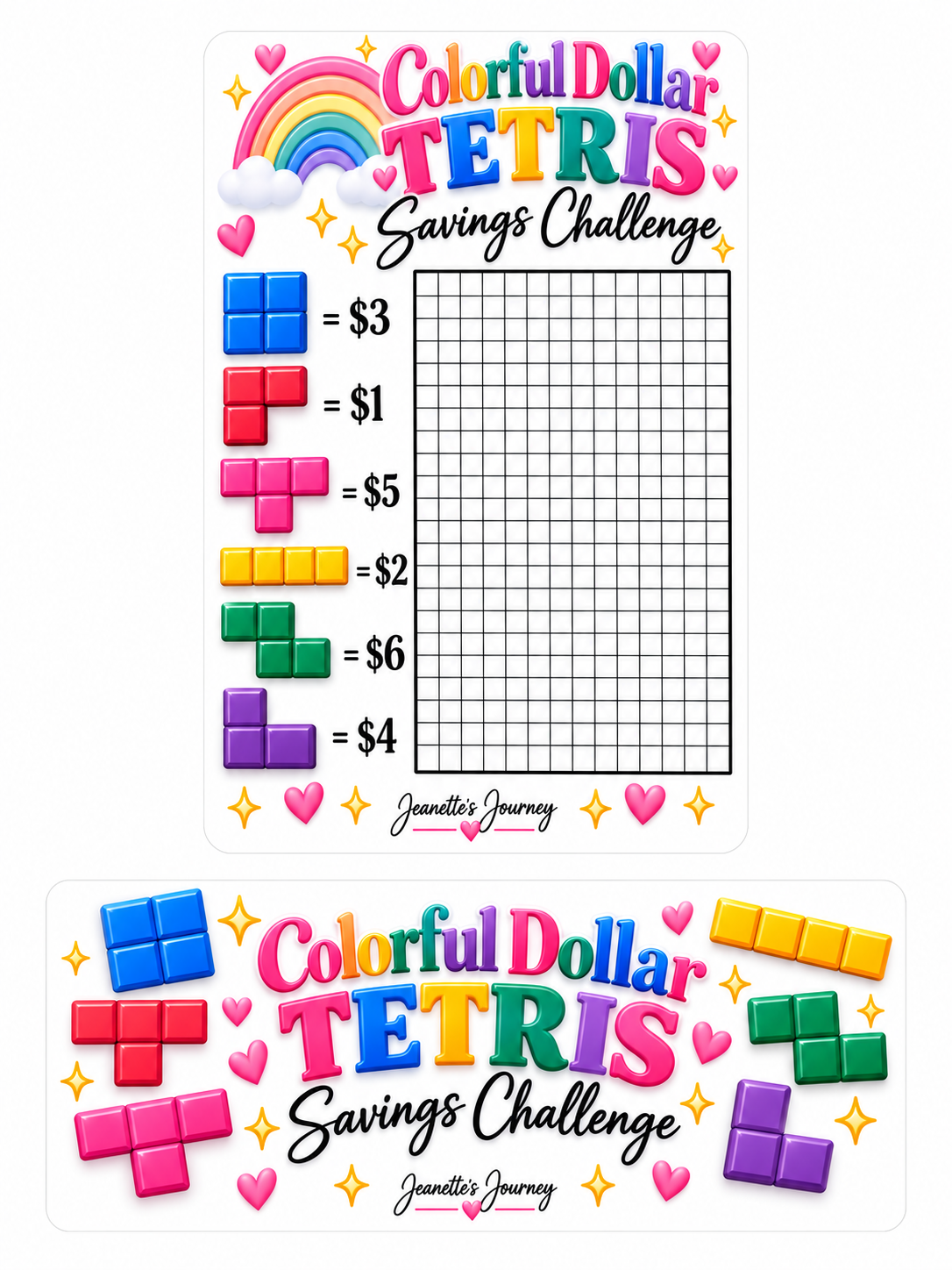 Colorful Dollar Tetris Savings Challenge | A5