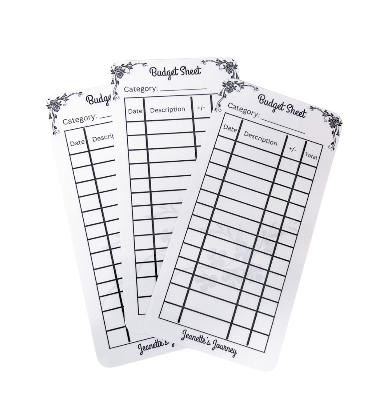 Black Floral Budget Sheet (set of 2)