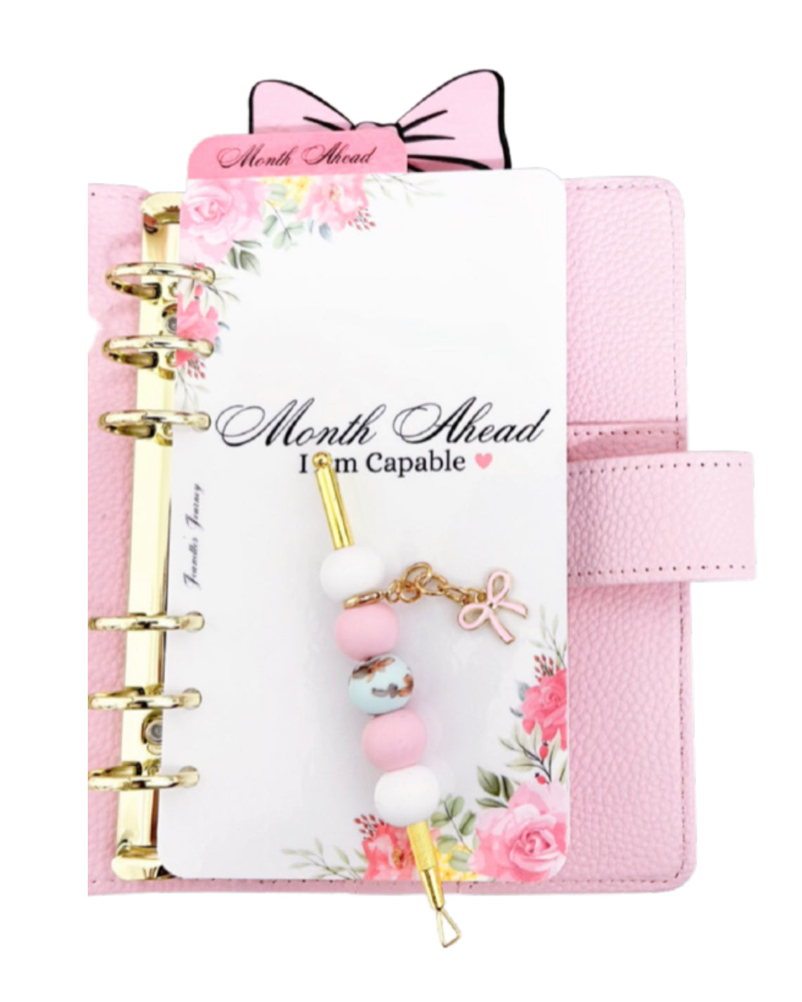 Rubber Pink and Floral Beaded Scratcher Tool (Random Beads)