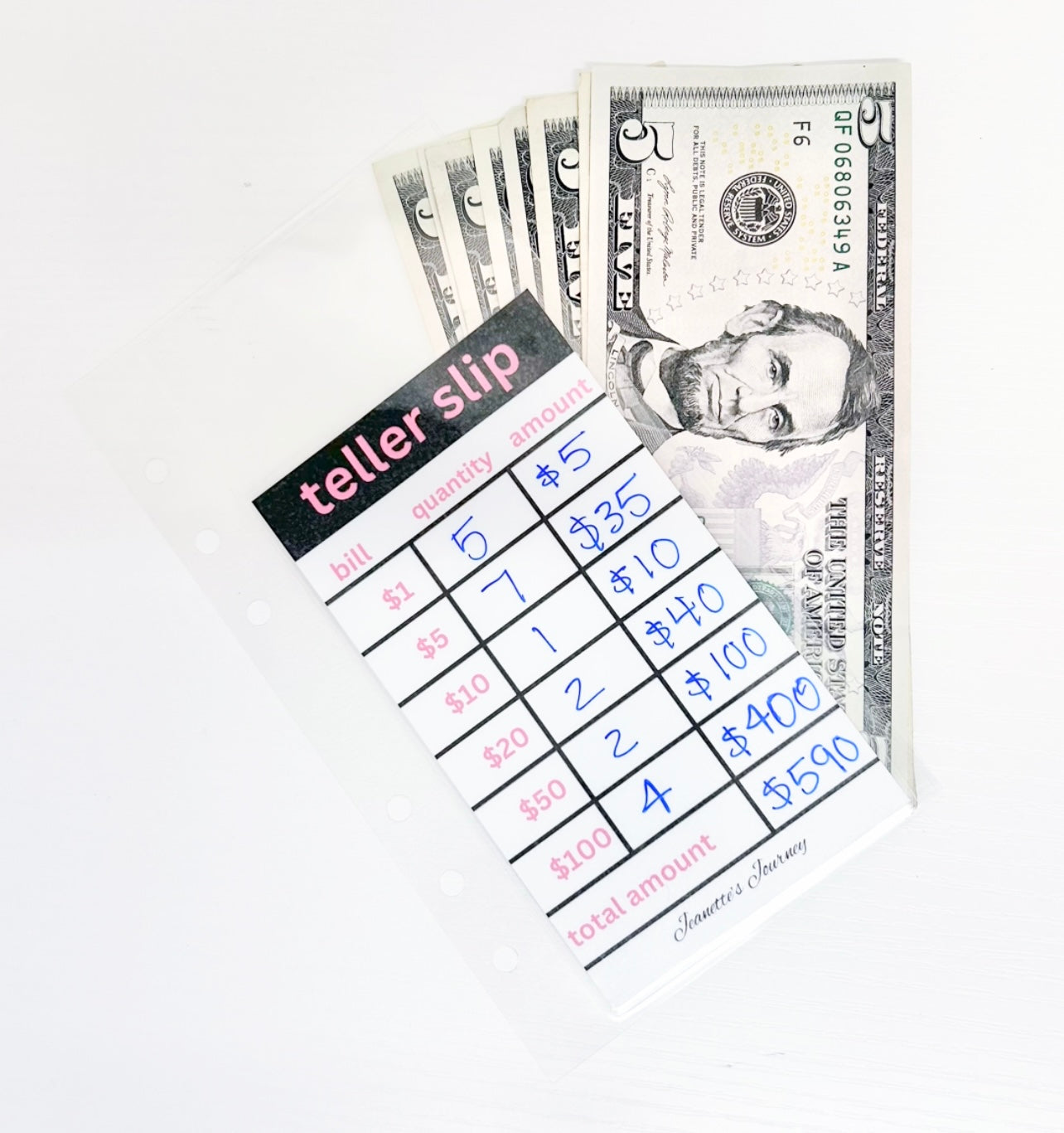 Teller Slip Cash Envelope | A6