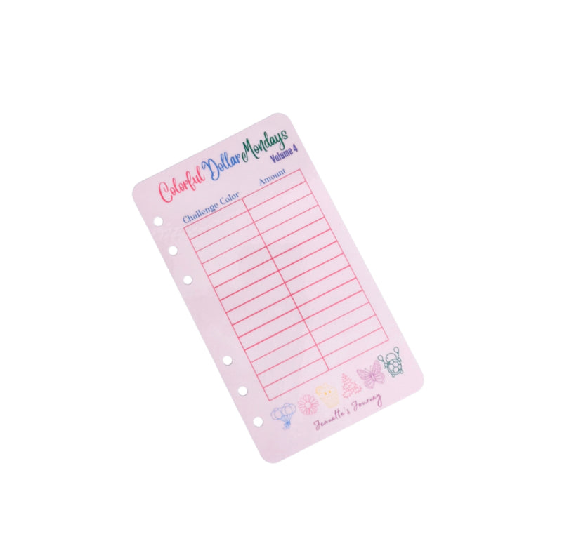 Colorful Dollar Mondays Savings Challenge Tracker Volume 4/A6