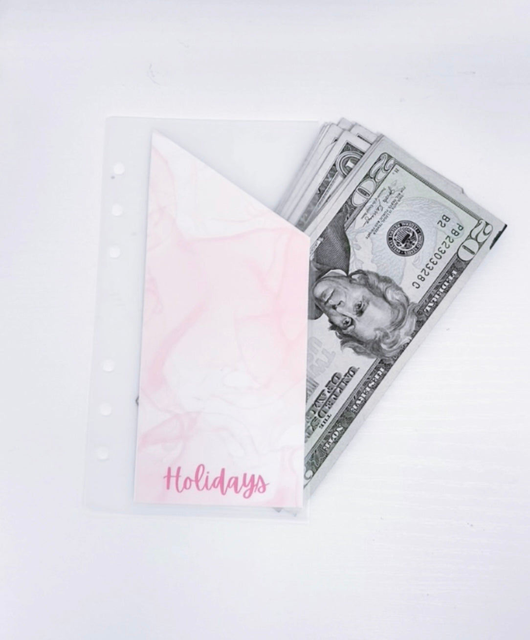 Peekaboo Matte Pink Marble Cash Envelopes/ A6 Binder (6 count)