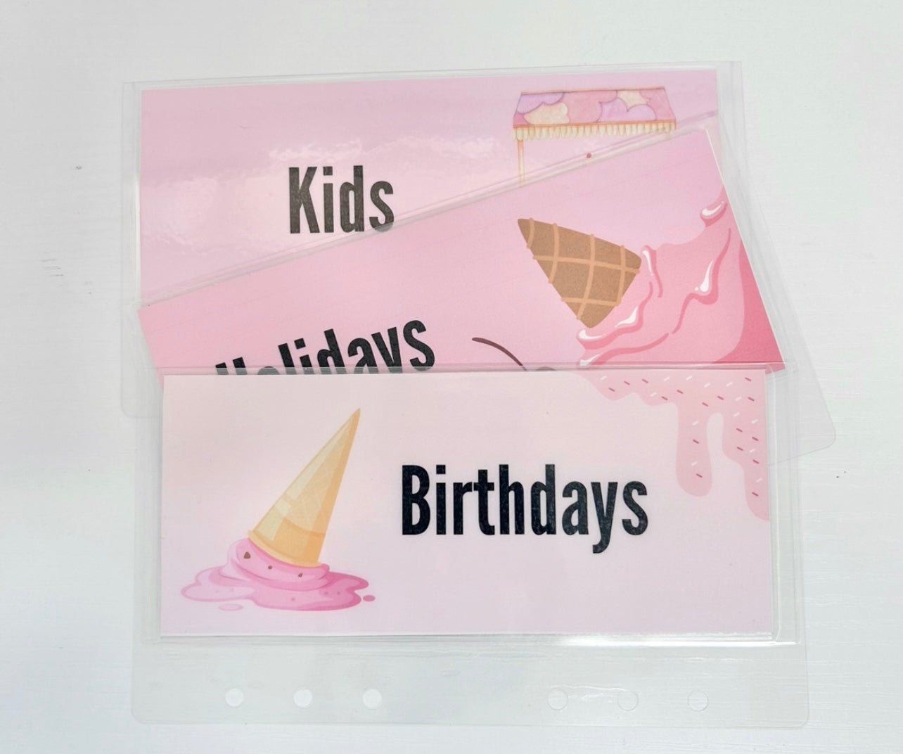 Ice Cream Collection Cash Envelopes/ A6 Binder (6 count)
