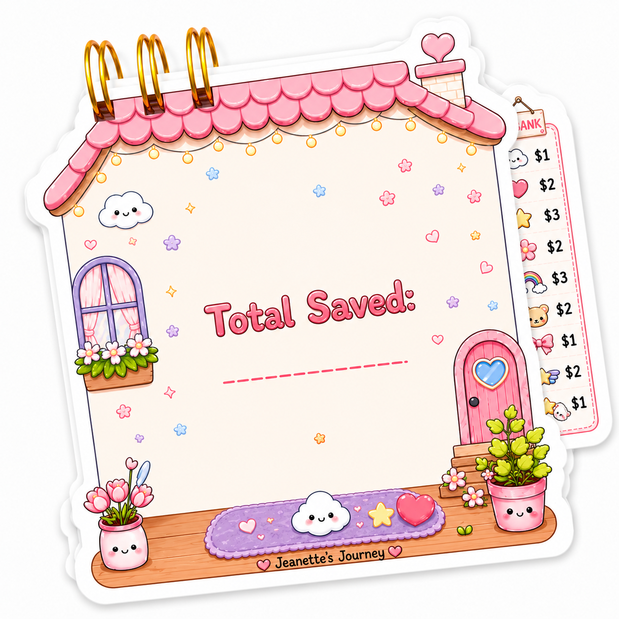 Home Savings Challenge With House Cards | A6 Cut Out Booklet