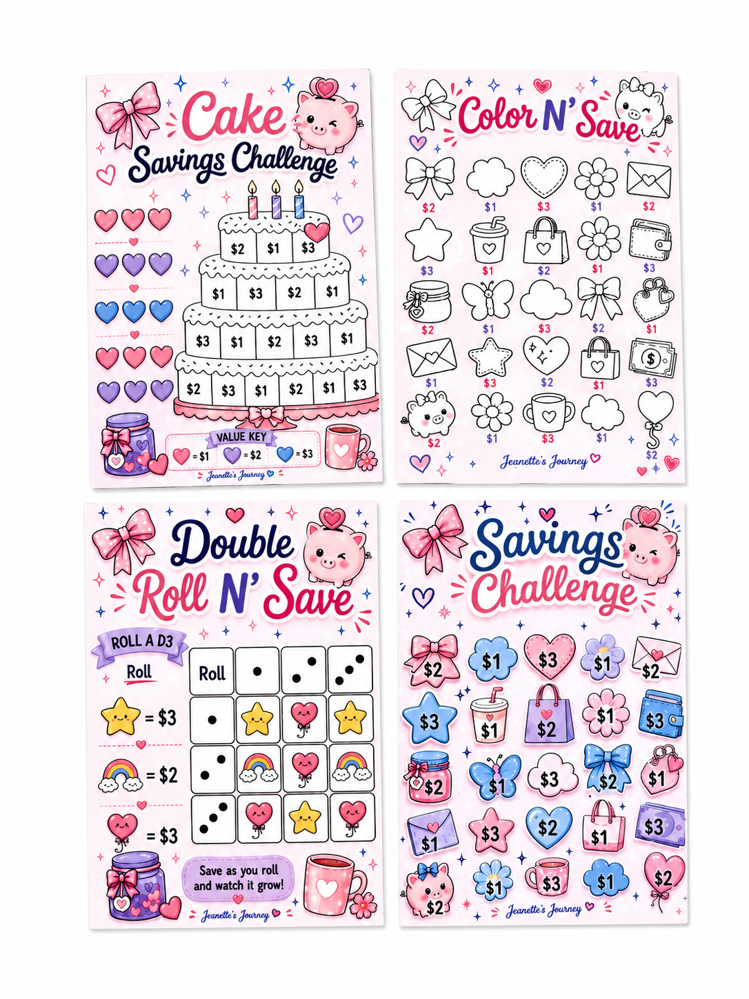 100 Savings Challenges Binder Refills | Cake Savings | Set Of 4