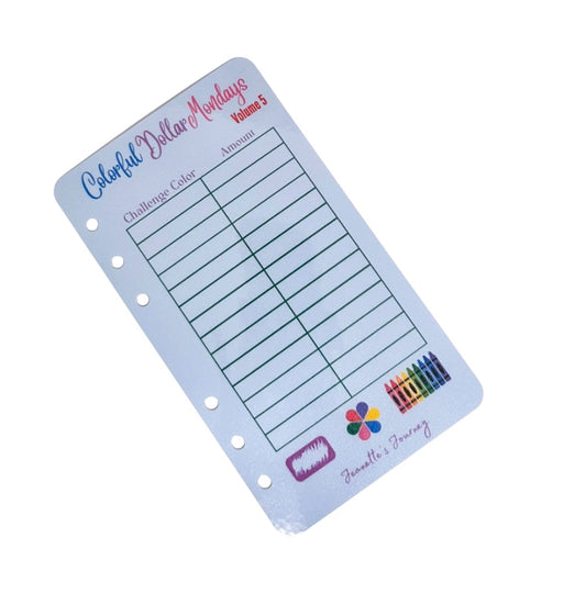 Colorful Dollar Mondays Savings Challenge Tracker Volume 5/A6