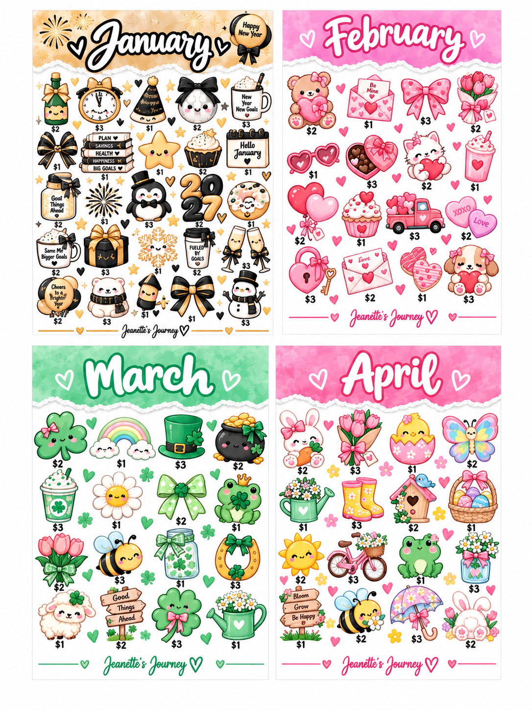 100 Savings Challenges Binder Refills | Saving With Monthlies| Set Of 12
