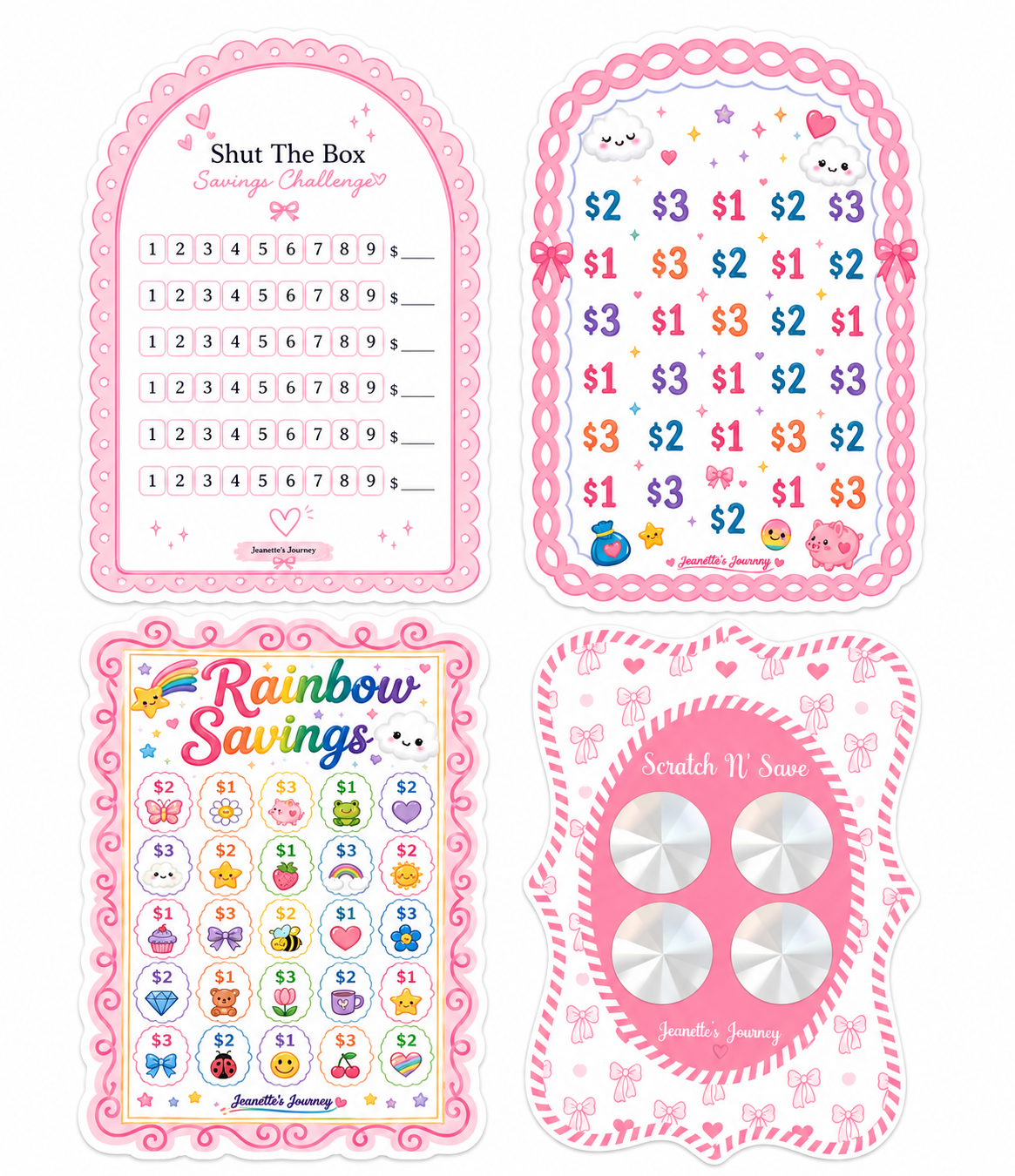 100 Savings Challenges Binder Refills | Cut Out | Set Of 4