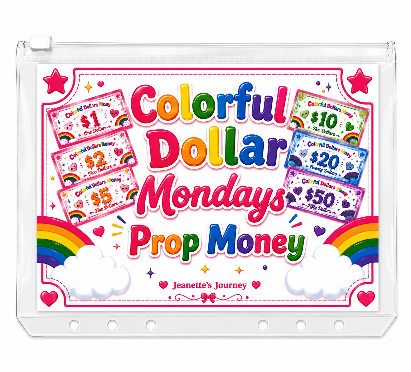 Colorful Dollar Prop Money Envelope A5
