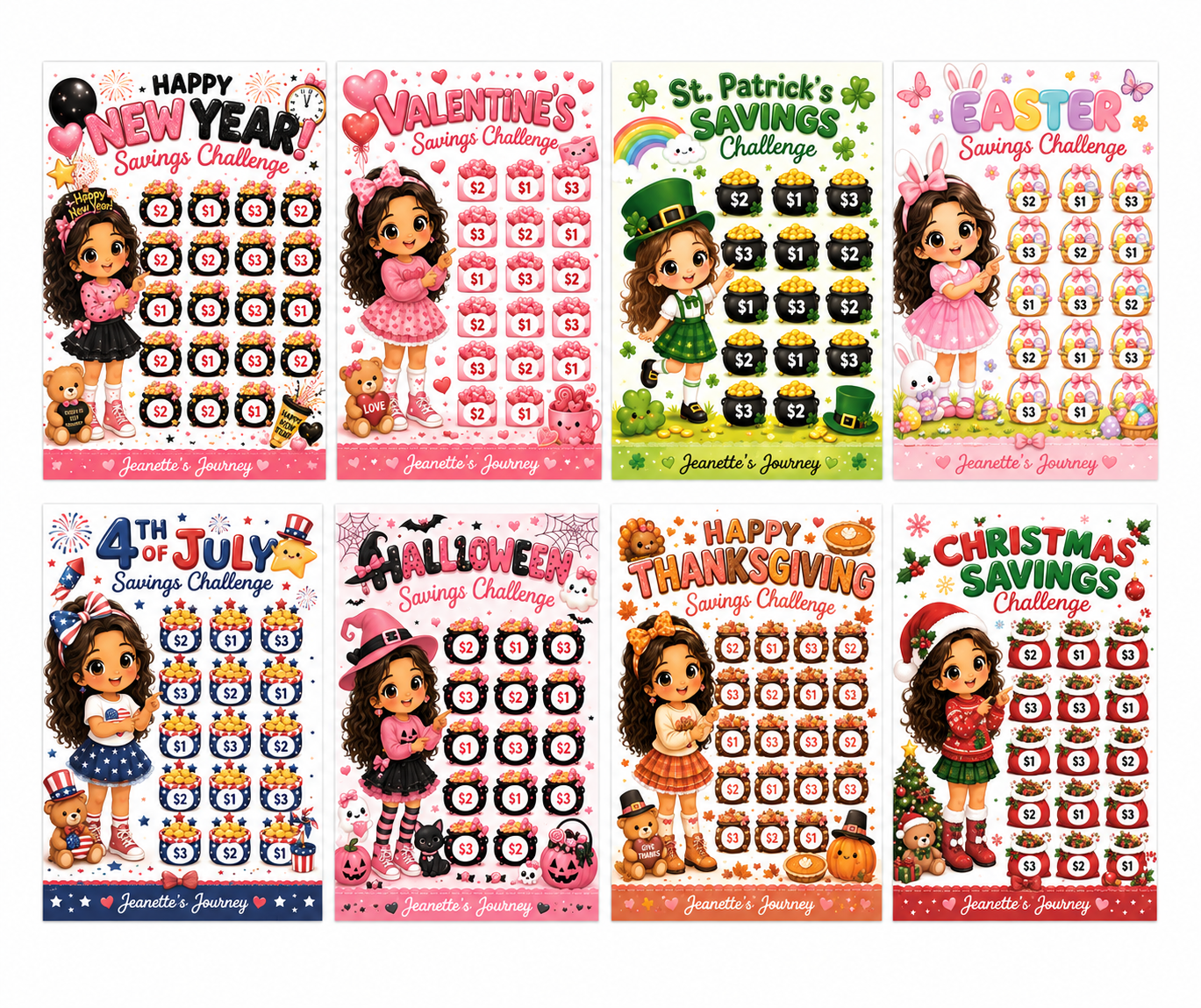 100 Savings Challenges Binder Refills | Saving With Holidays | Set Of 8