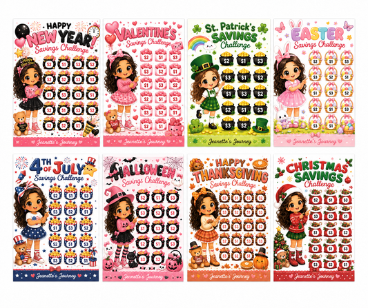 100 Savings Challenges Binder Refills | Saving With Holidays | Set Of 8