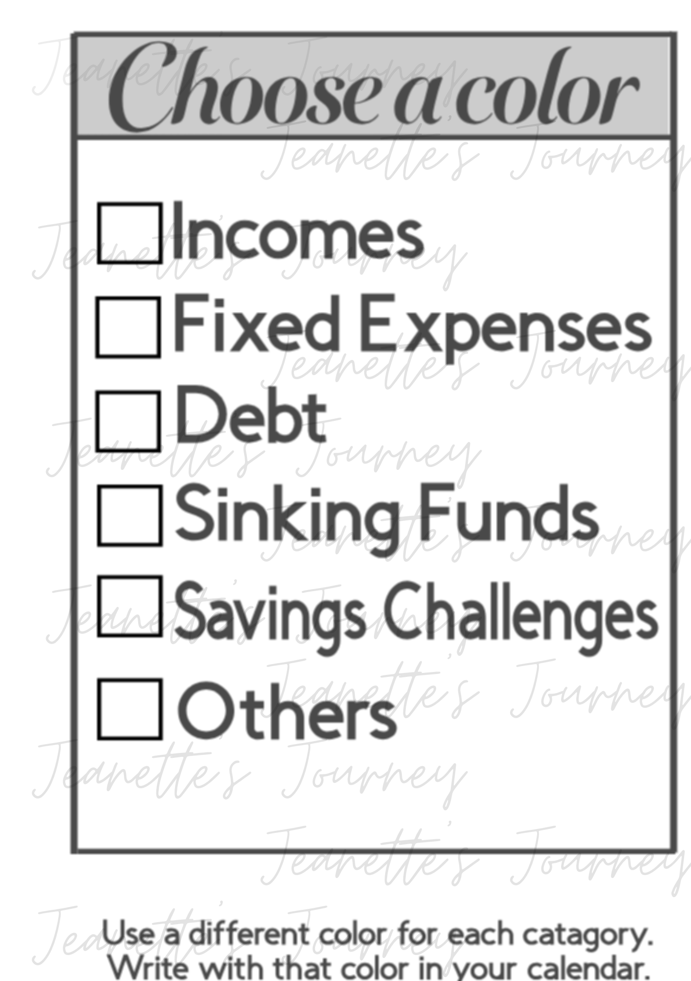 Zero Based Budgeting Laminated Planner/ A5