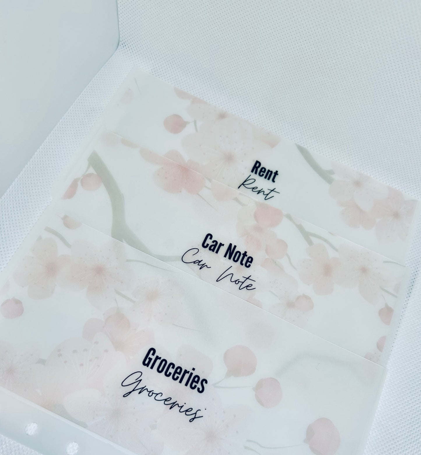 Cherry Blossom Matte Vellum Cash Envelopes/ A6