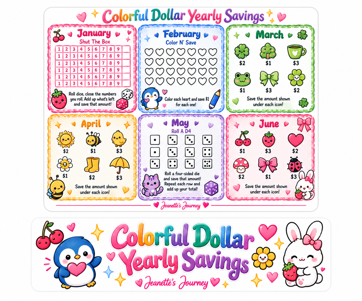 Colorful Dollar Monthly Savings Challenge | A5