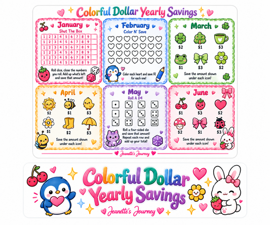 Colorful Dollar Monthly Savings Challenge | A5