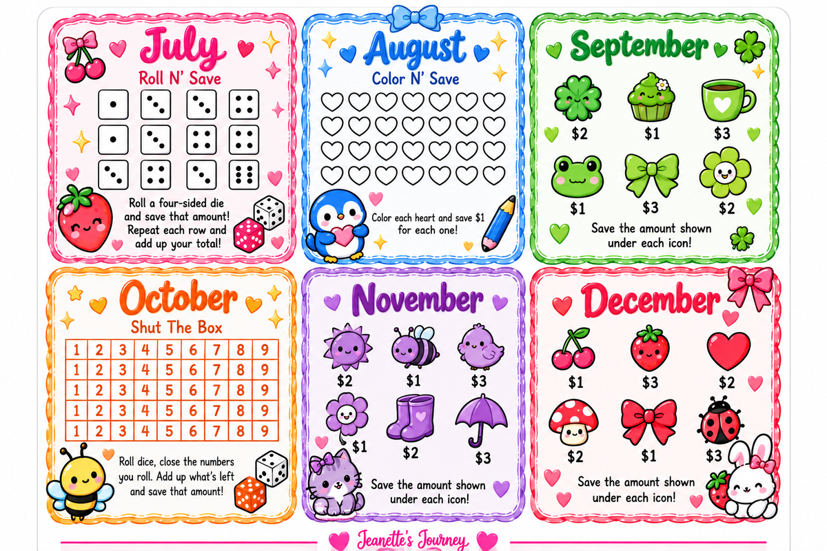 Colorful Dollar Monthly Savings Challenge | A5