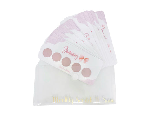 Pink Monthly Scratch N’ Save Bundle W/ Clear And Gold Envelope