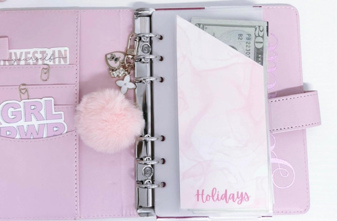 Peekaboo Matte Pink Marble Cash Envelopes/ A6 Binder (6 count)