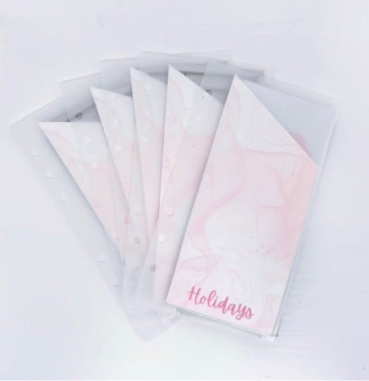 Peekaboo Matte Pink Marble Cash Envelopes/ A6 Binder (6 count)