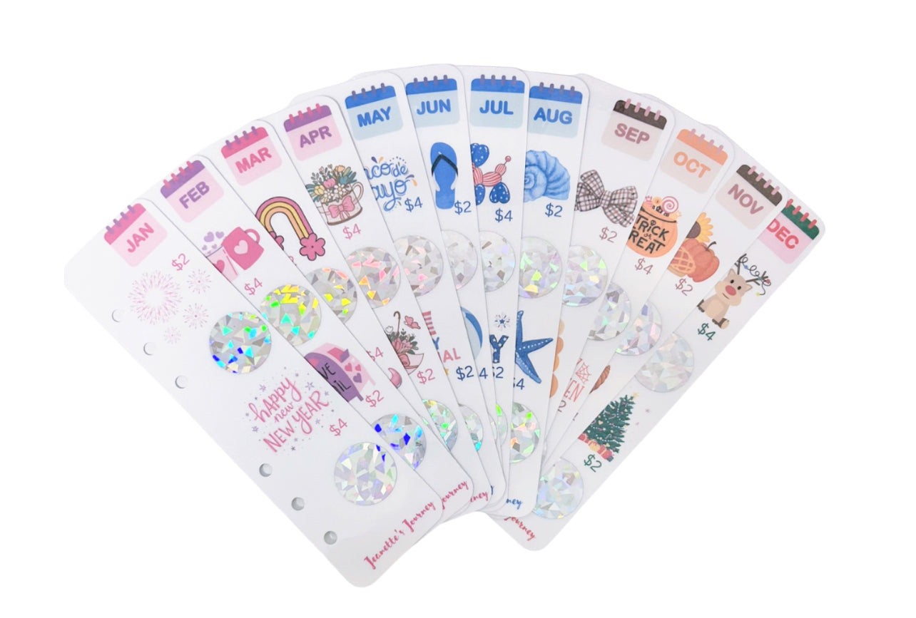 Monthly Bookmark Scratch N’ Save Bundle/ A6 (6 holes)