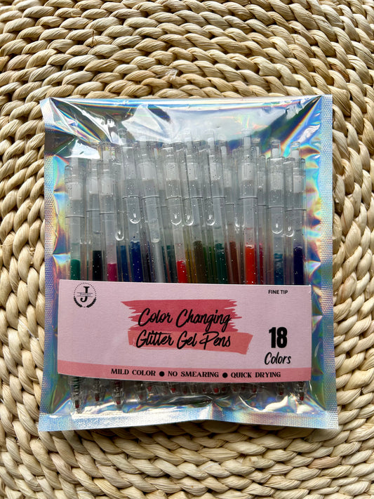 Color Changing Glitter Gel Pens/ 18 Count Clickable