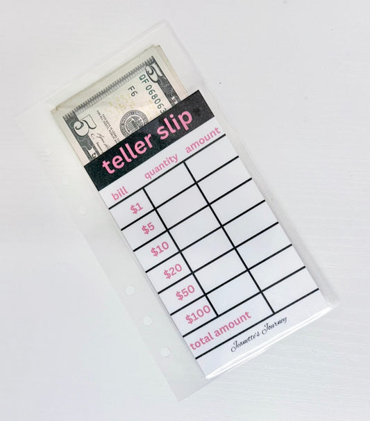 Teller Slip Cash Envelope | A6