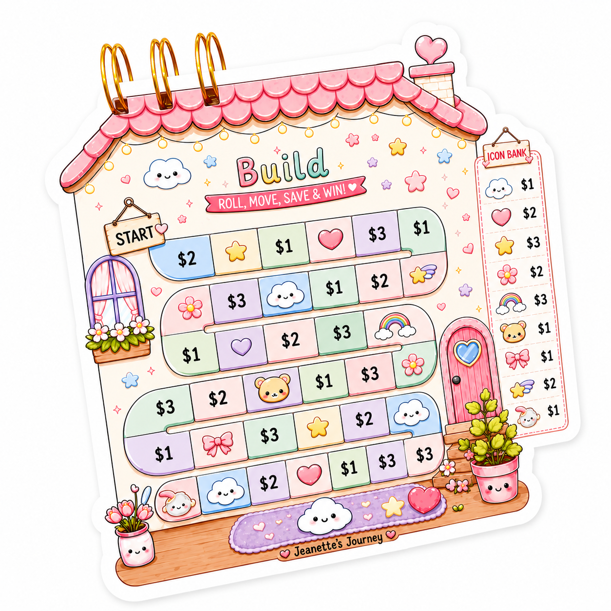 Home Savings Challenge With House Cards | A6 Cut Out Booklet