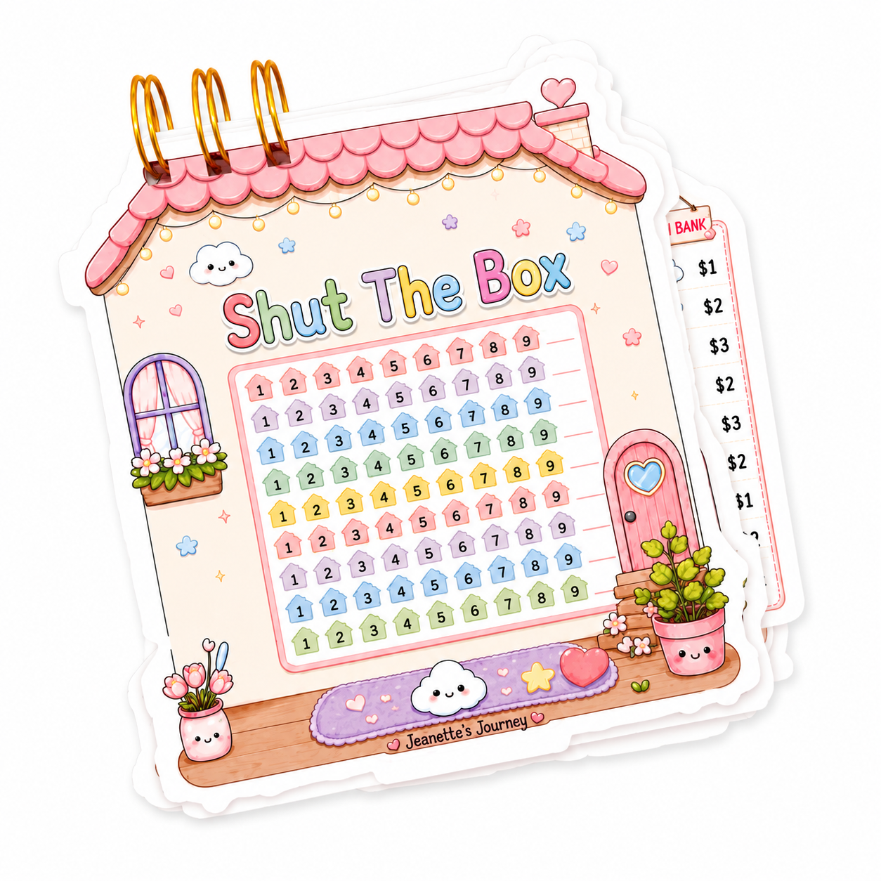 Home Savings Challenge With House Cards | A6 Cut Out Booklet