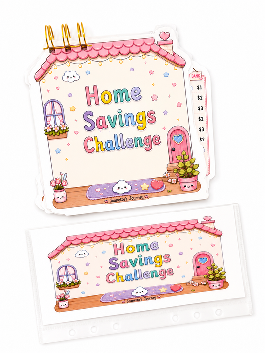 Home Savings Challenge With House Cards | A6 Cut Out Booklet