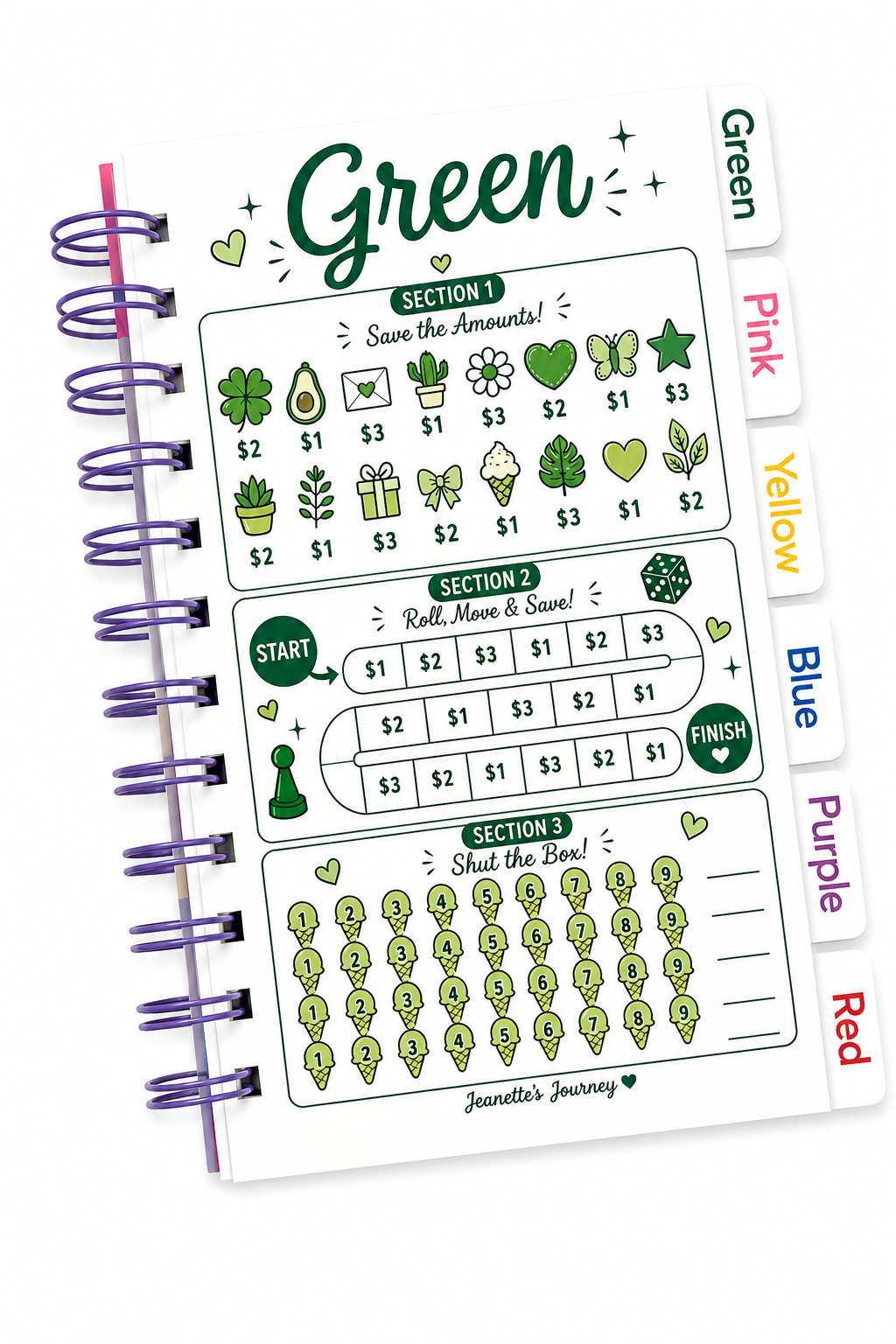 Colorful Dollar Tabbed Book Of Savings| A6 Booklet