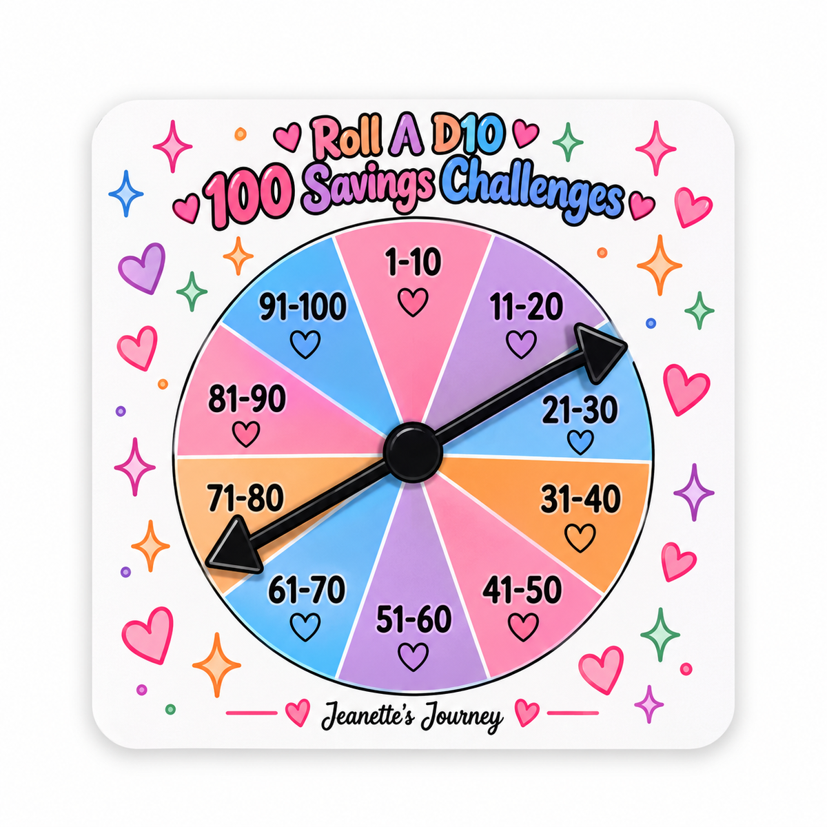 100 Savings Challenges Game Spinner