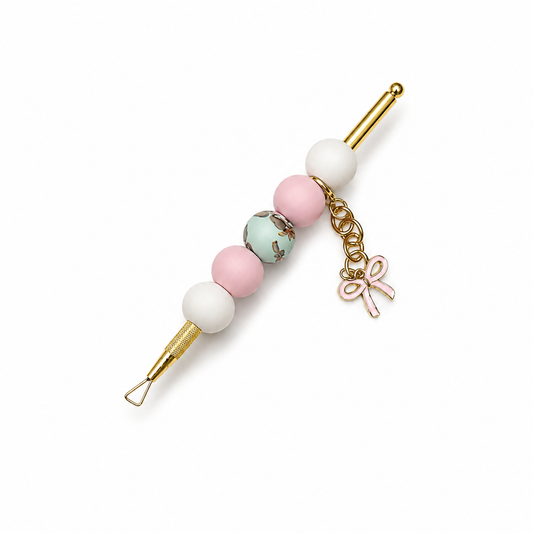 Rubber Pink and Floral Beaded Scratcher Tool (Random Beads)