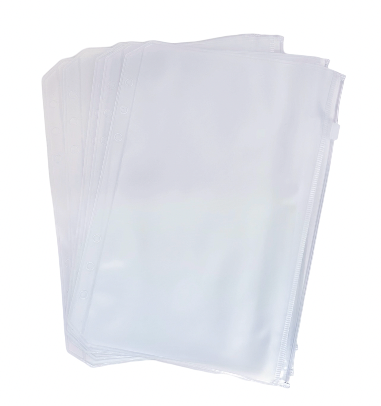 6 Hole Frosted PVC Zippered Envelopes (6 count)