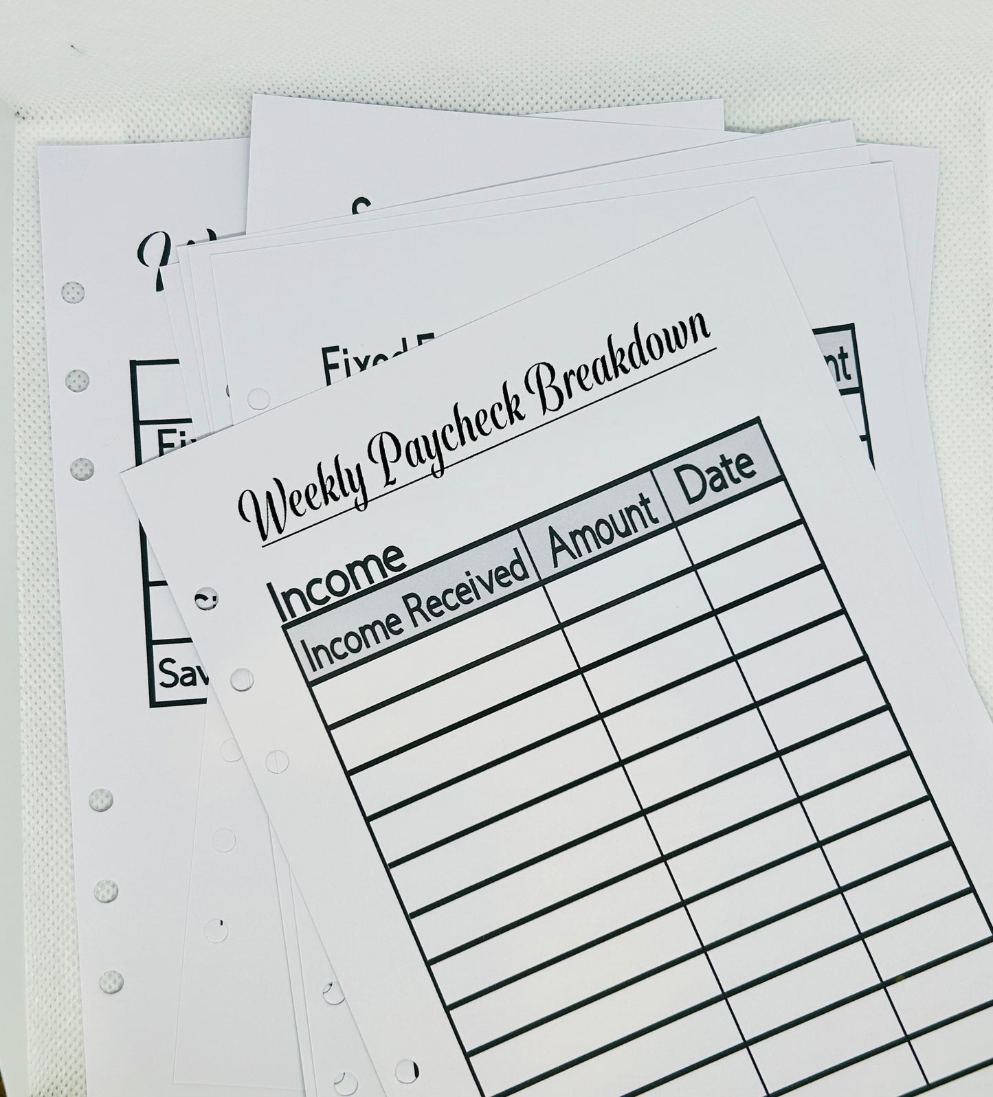 Weekly Paycheck Laminated Breakdown Pages/ A5 Pages