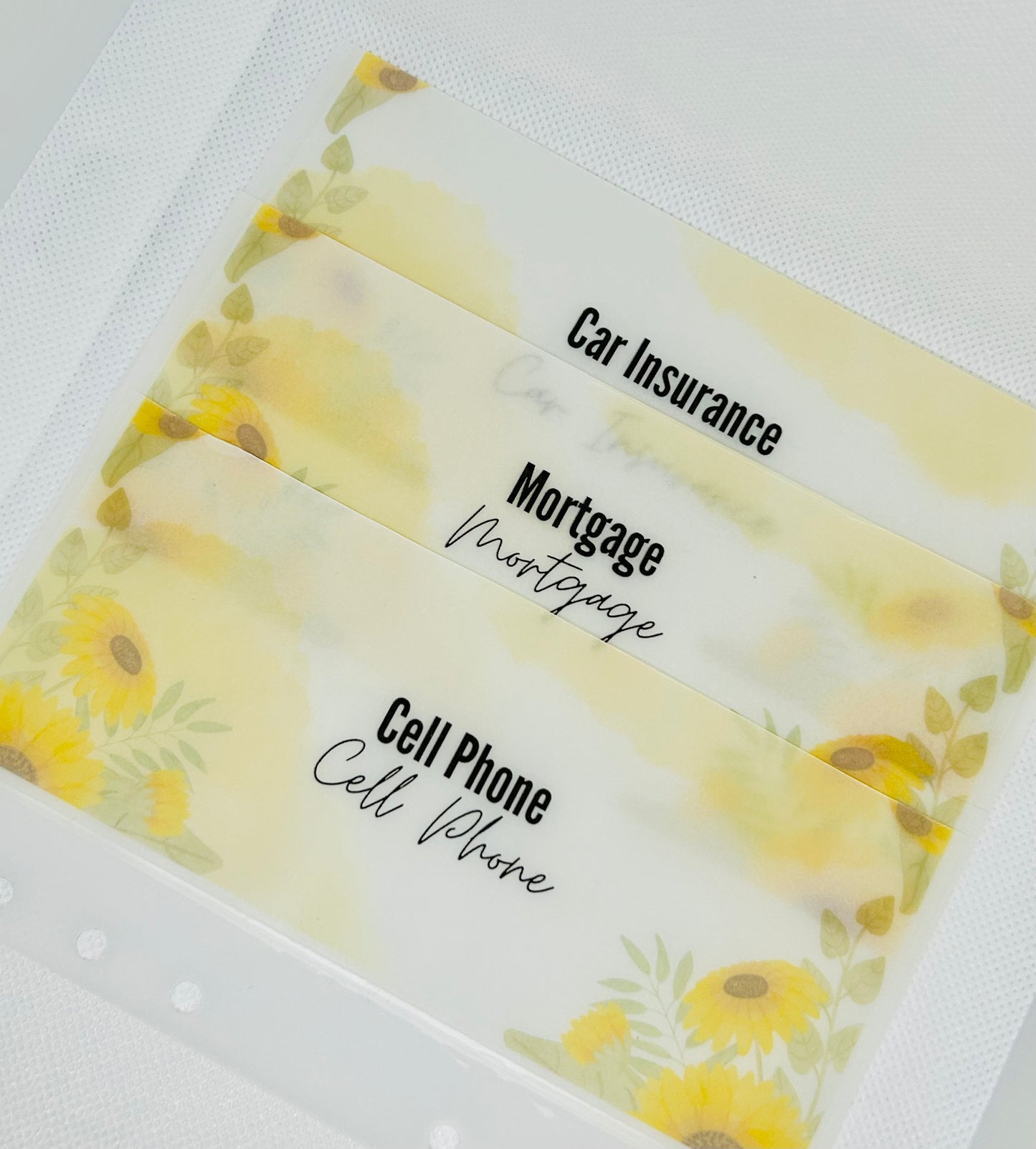 Sunflower Matte Vellum Cash Envelopes/ A6